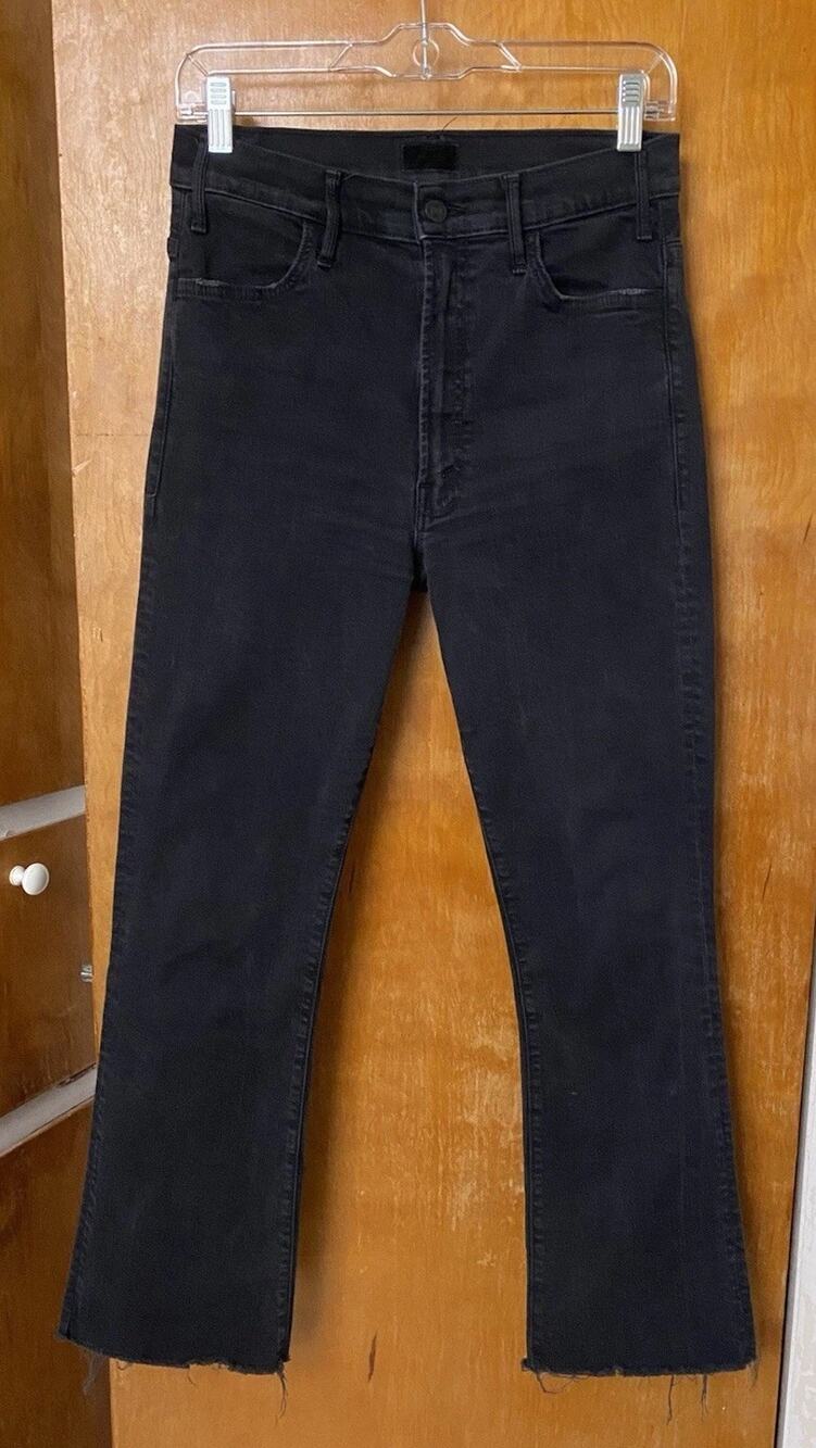 MOTHER The Hustler High Waist Fray Hem Ankle Bootcut Jeans in Not Guilty Size 30